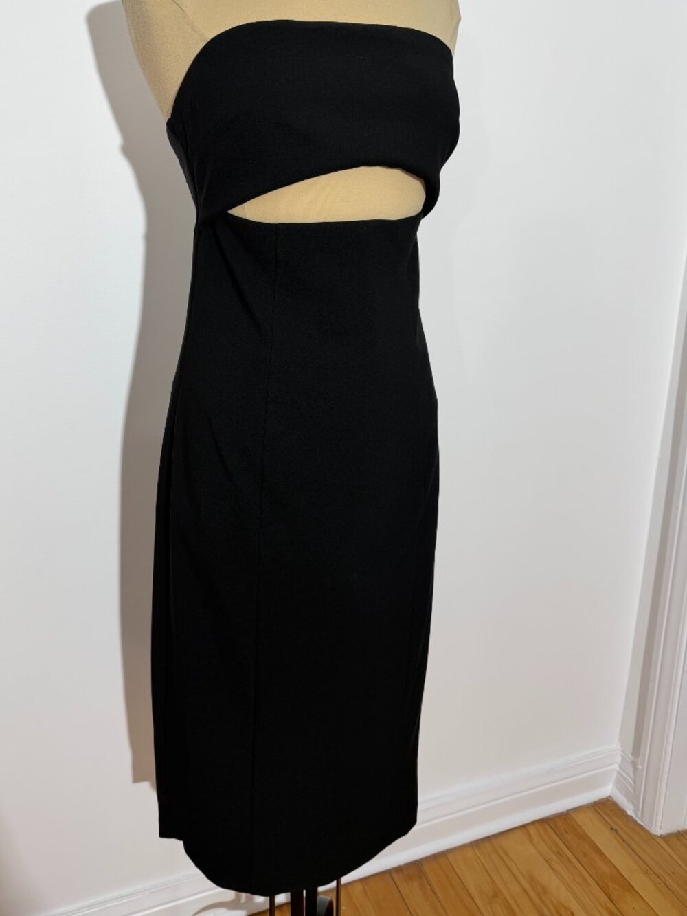 Dynamite Midi Sleeveless Tube Peekaboo Jet Black Dress NWT